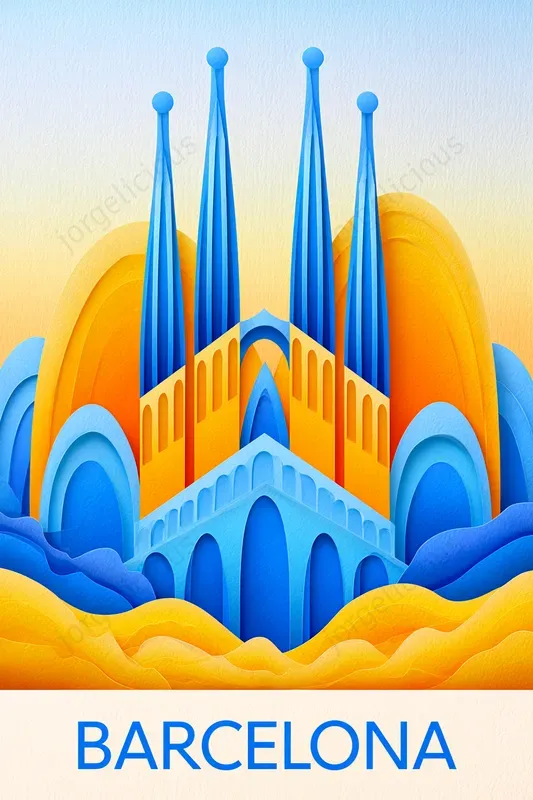 Layered Landmark Travel Posters