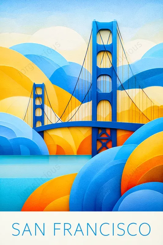 Layered Landmark Travel Posters