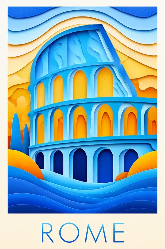 Layered Landmark Travel Posters