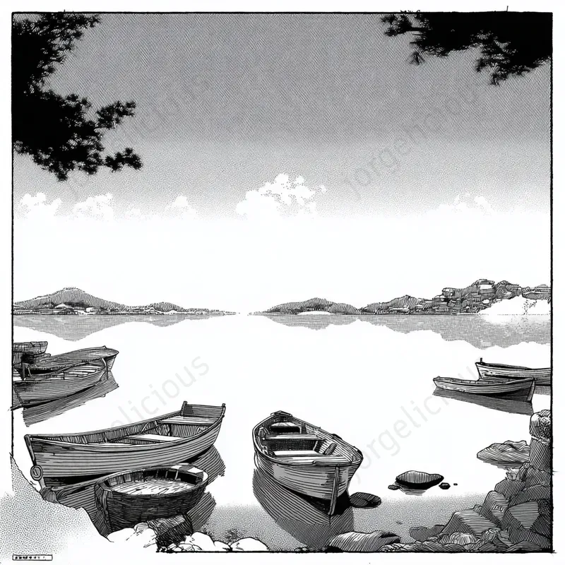 Monochrome Ink Poetic Scenes