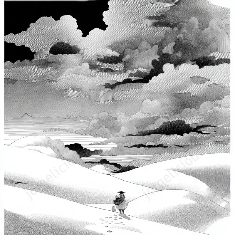Monochrome Ink Poetic Scenes