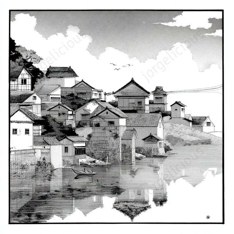 Monochrome Ink Poetic Scenes