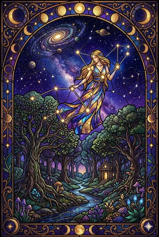 Zodiac Stained Glass Landscape Pod Art