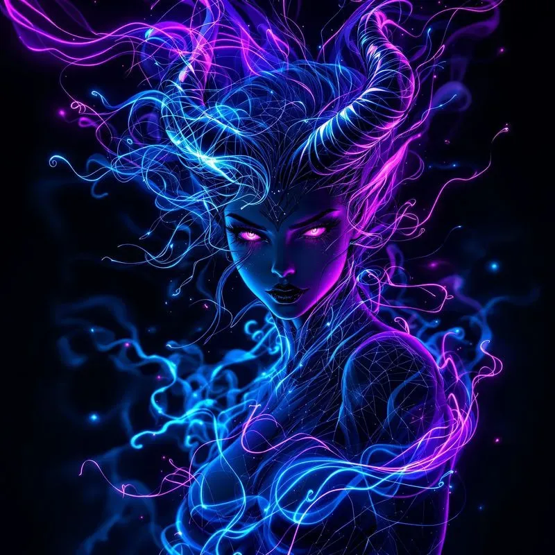 Neon Energy Cyberpunk Dark Fantasy Art