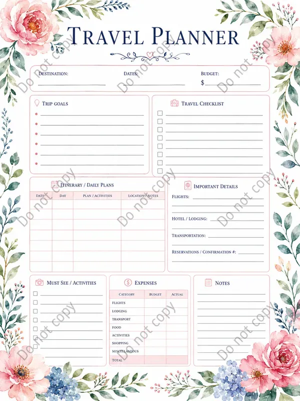 Watercolor Planner Dashboards