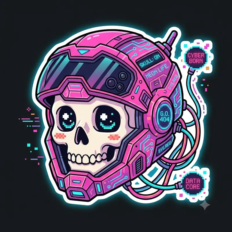 Cyberpunk Kawaii Vector Sticker Art