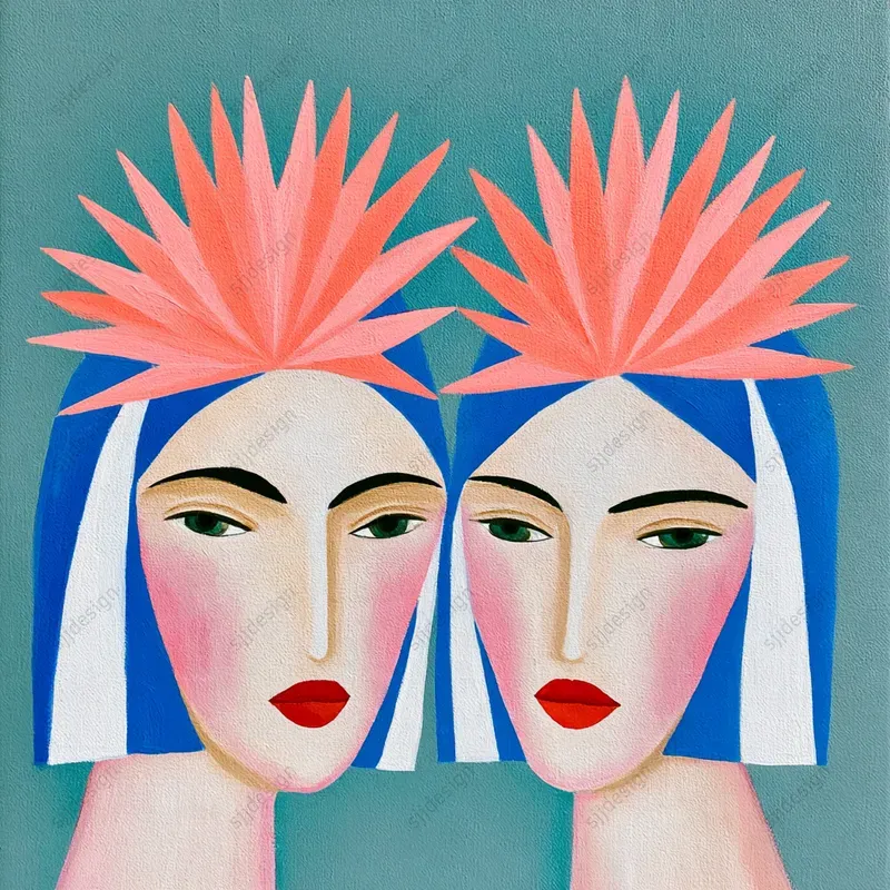 Coral Bloom Modernist Art