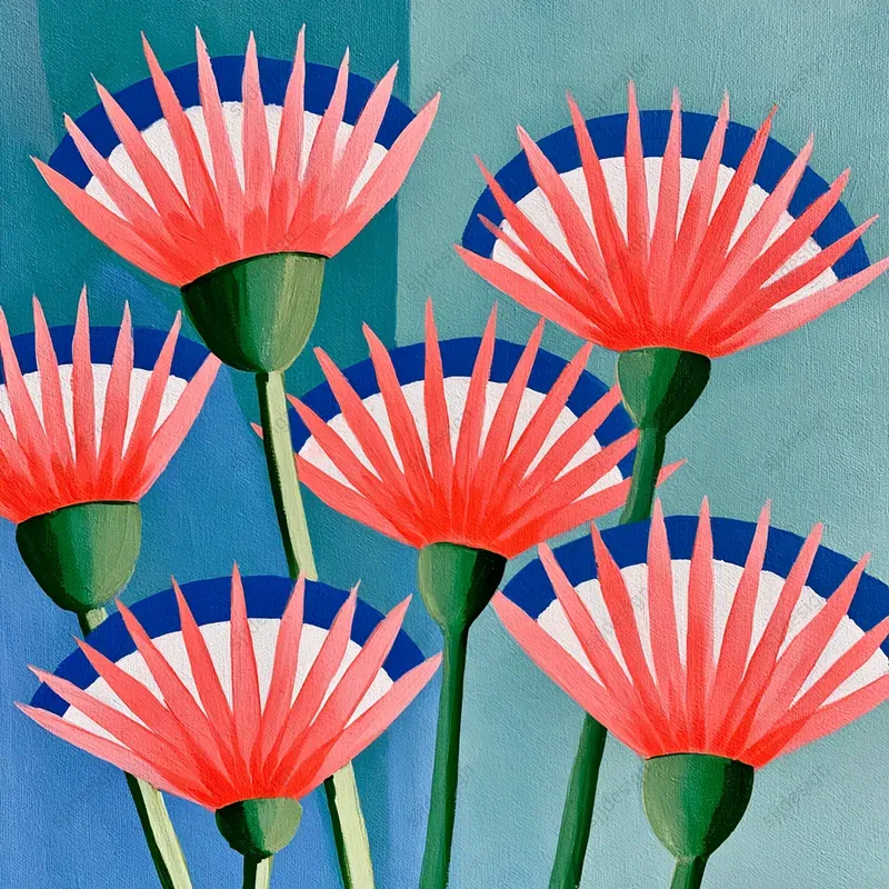 Coral Bloom Modernist Art