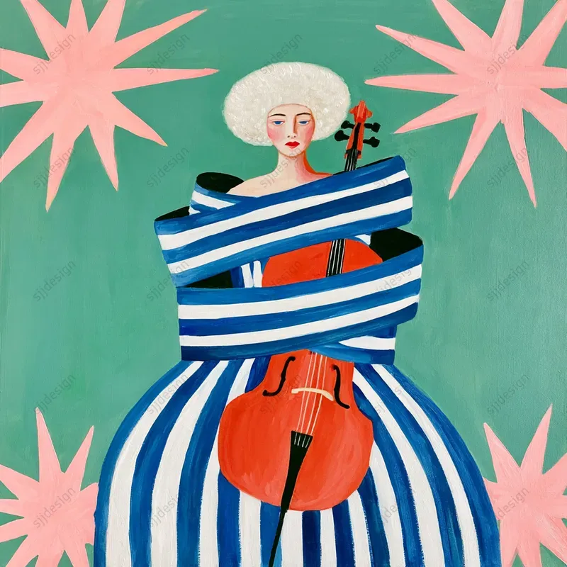 Coral Bloom Modernist Art