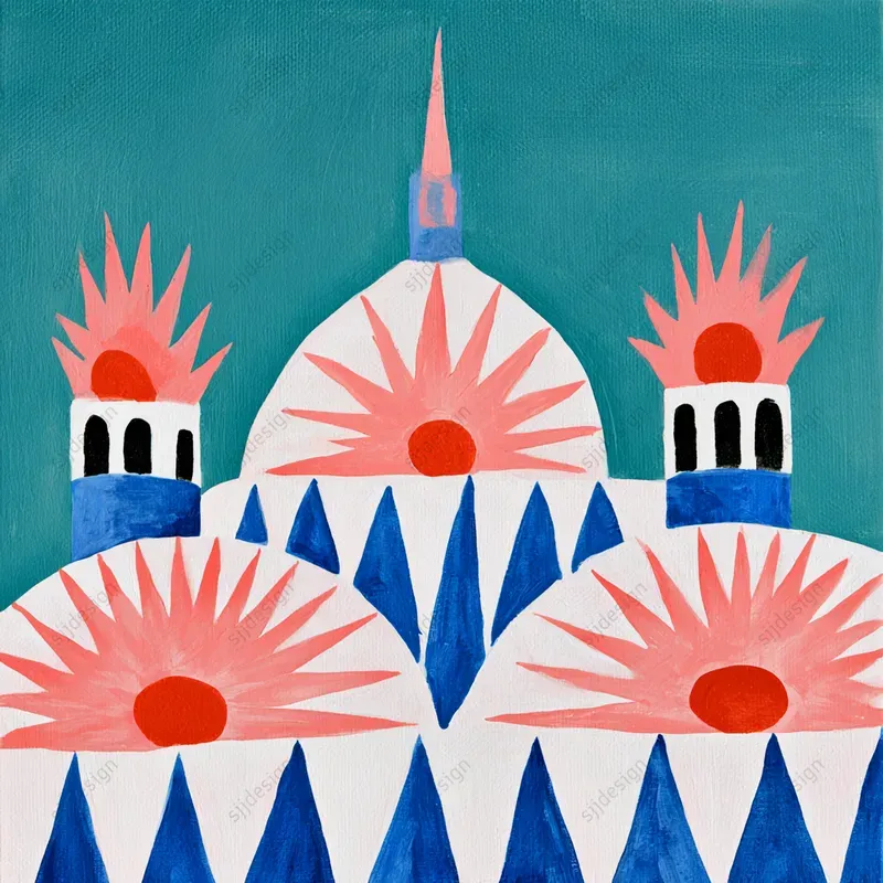 Coral Bloom Modernist Art