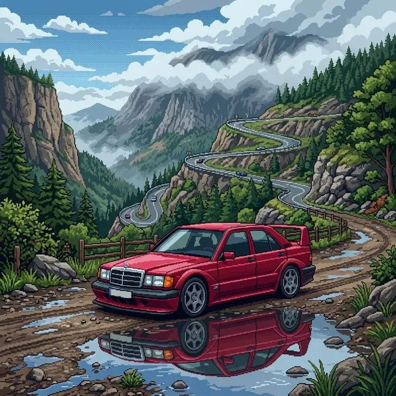 Retro 16bit Pixel Art Automotive Landscapes