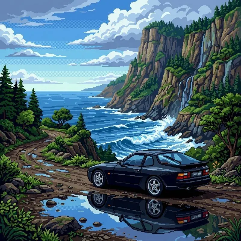 Retro 16bit Pixel Art Automotive Landscapes