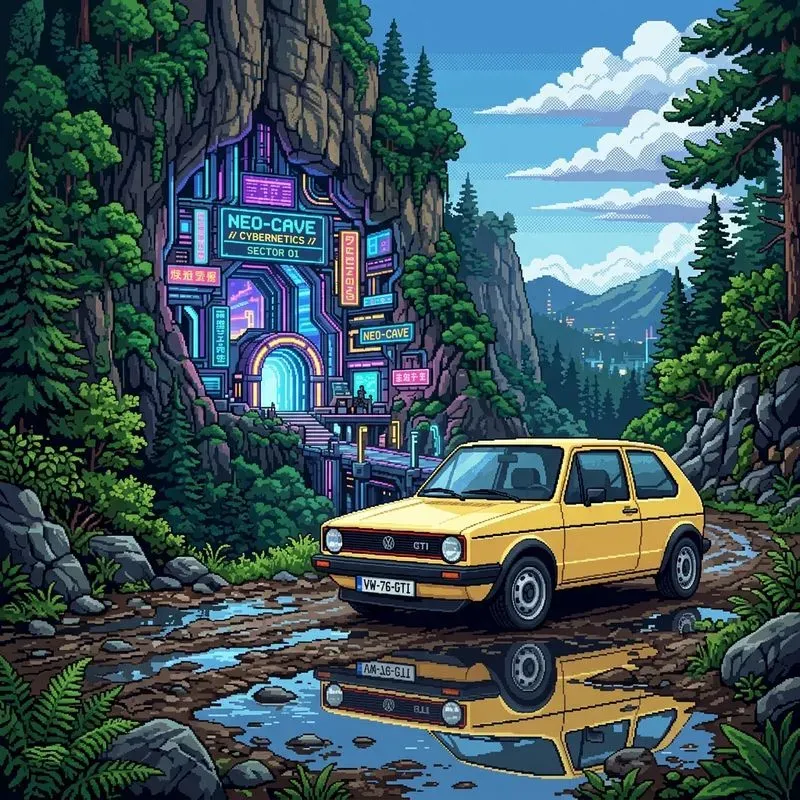 Retro 16bit Pixel Art Automotive Landscapes