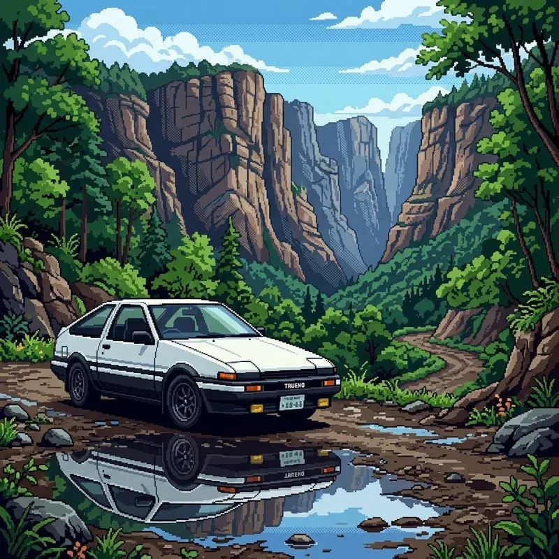 Retro 16bit Pixel Art Automotive Landscapes