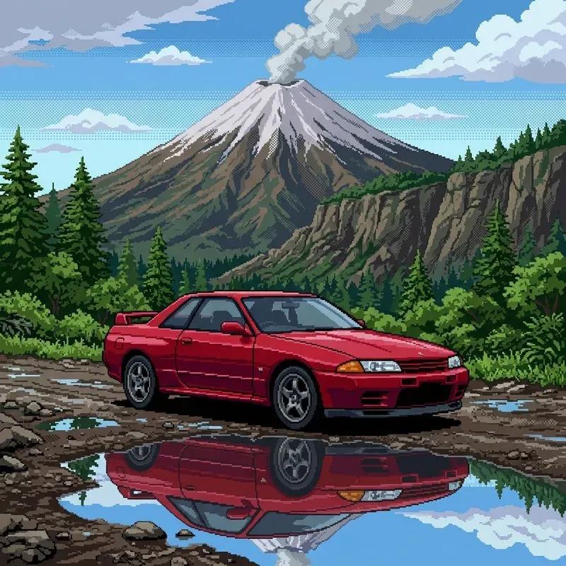 Retro 16bit Pixel Art Automotive Landscapes