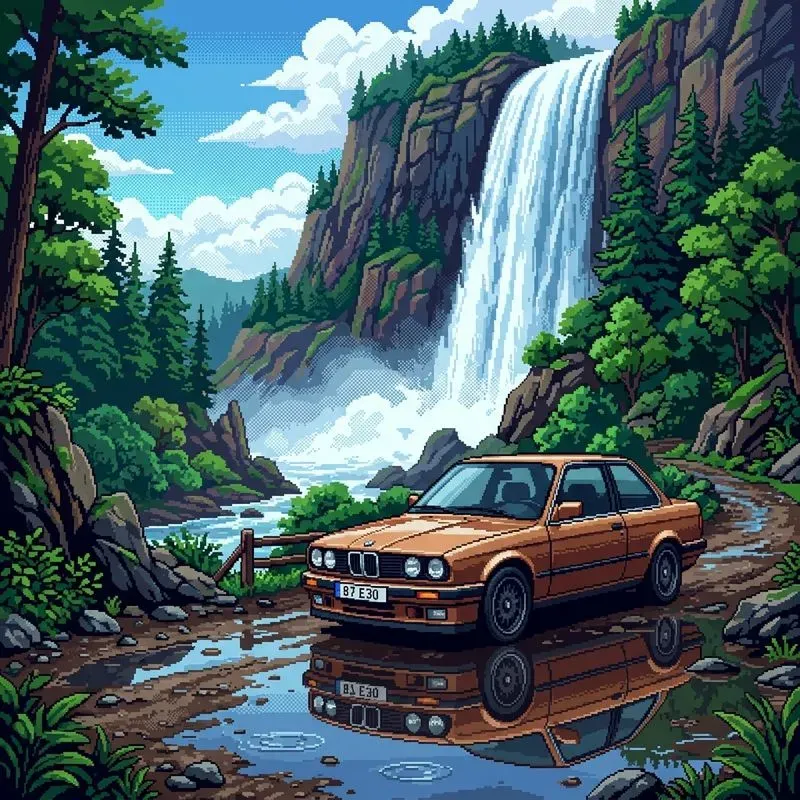 Retro 16bit Pixel Art Automotive Landscapes