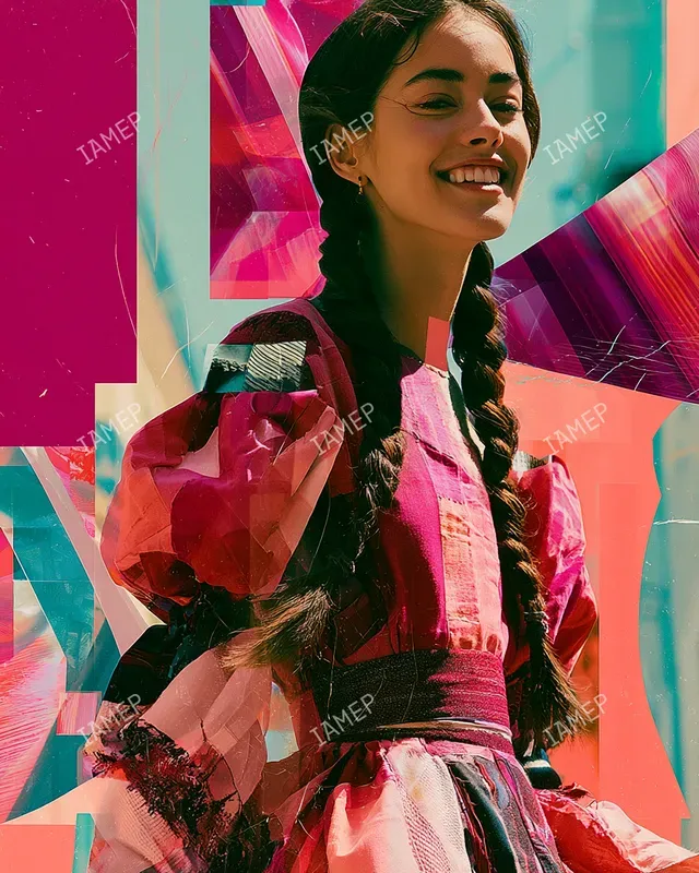 Vibrant Collage Portraits In Reds