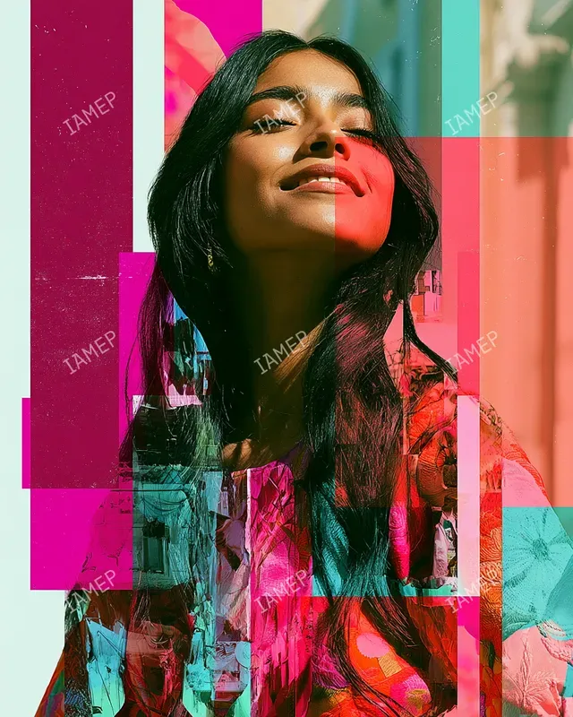 Vibrant Collage Portraits In Reds
