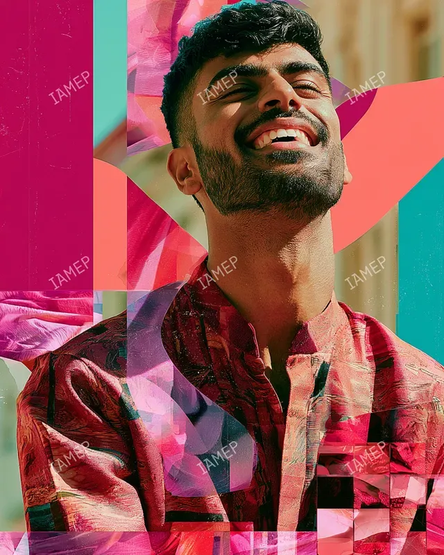 Vibrant Collage Portraits In Reds