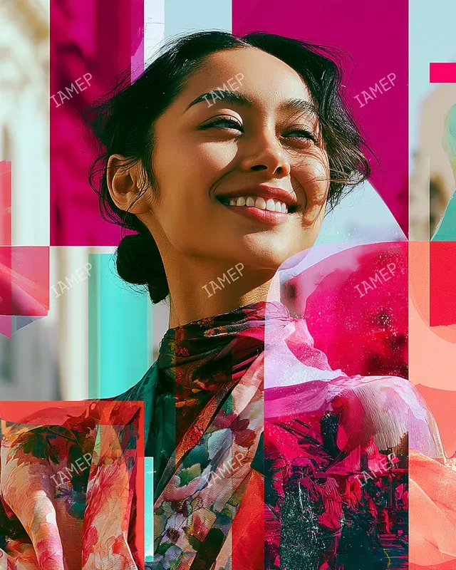 Vibrant Collage Portraits In Reds