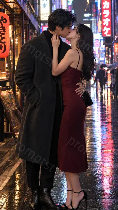 Photo Realistic Romantic Couple Kisses