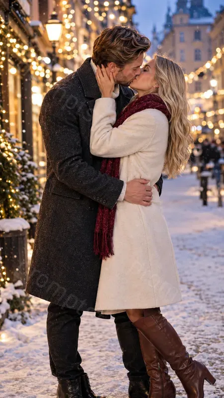 Photo Realistic Romantic Couple Kisses