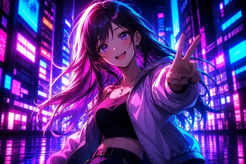 Neon Party Girl Energy Anime Scenes