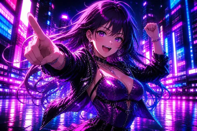 Neon Party Girl Energy Anime Scenes
