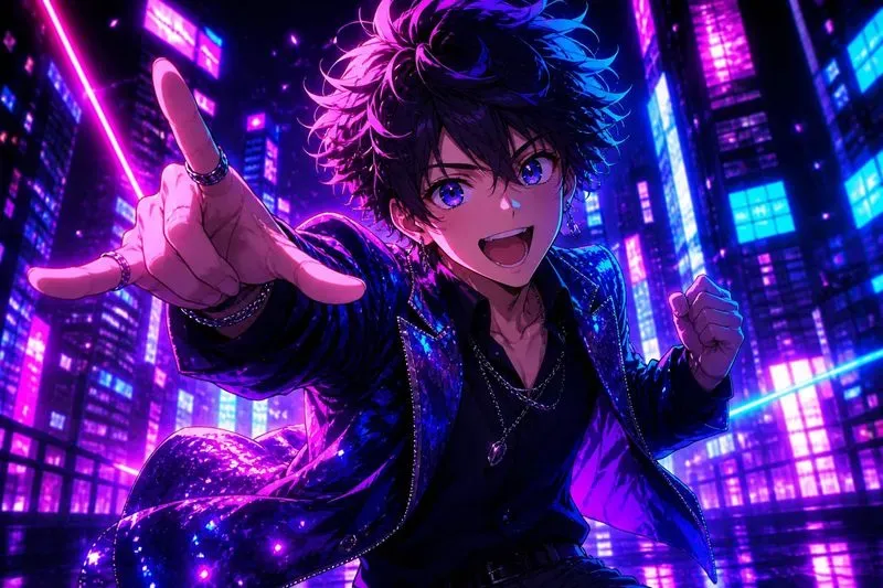 Neon Party Girl Energy Anime Scenes