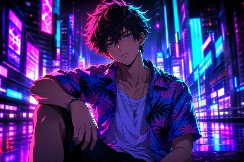Neon Party Girl Energy Anime Scenes