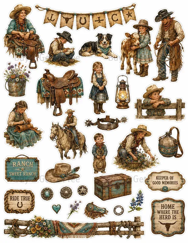 Western Character Object Fussy Cuts