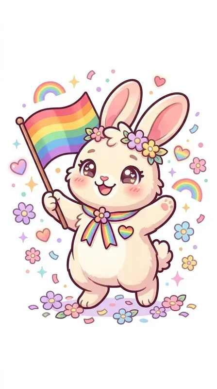 Cute Pride Month Animals Kawaii Art