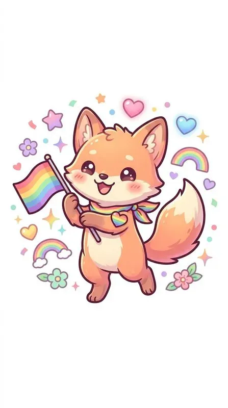 Cute Pride Month Animals Kawaii Art