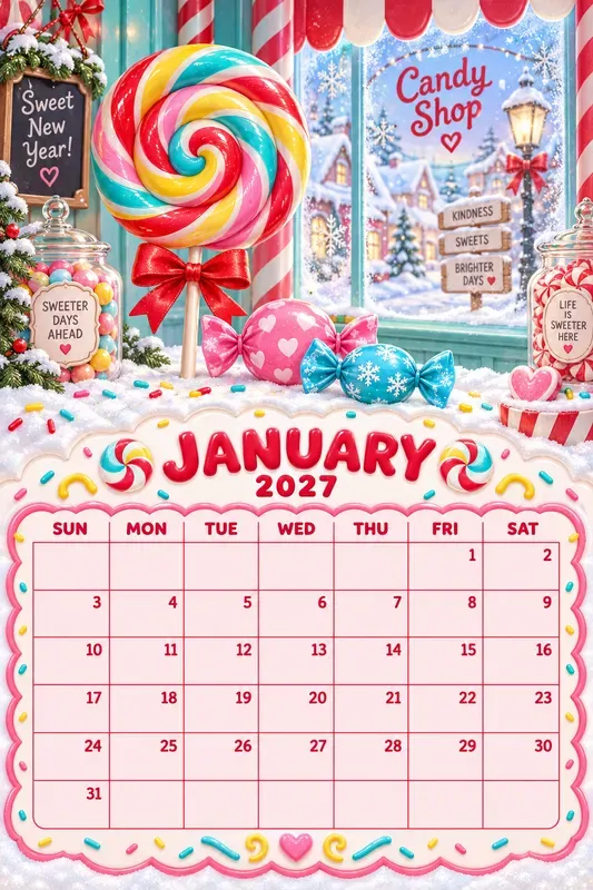 Candy Shop 2027 Calendar Pages