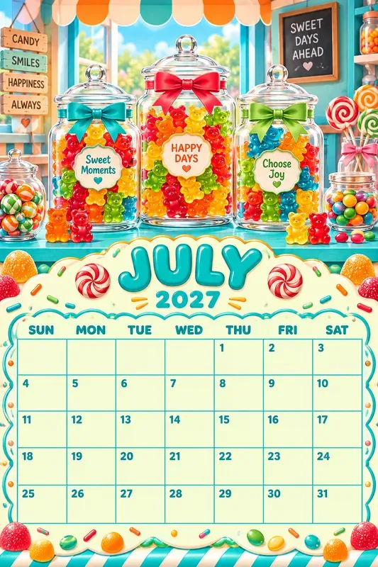 Candy Shop 2027 Calendar Pages