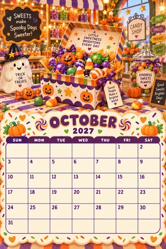Candy Shop 2027 Calendar Pages
