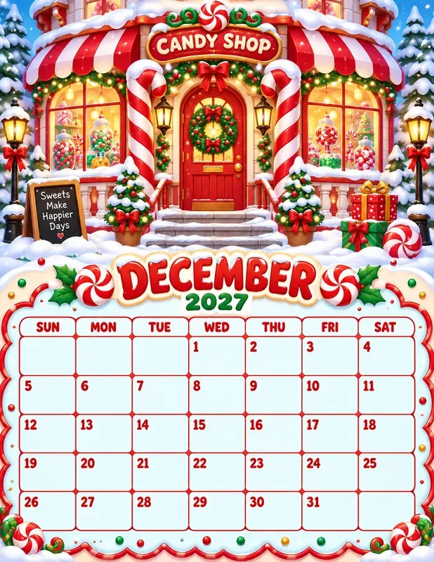 Candy Shop 2027 Calendar Pages