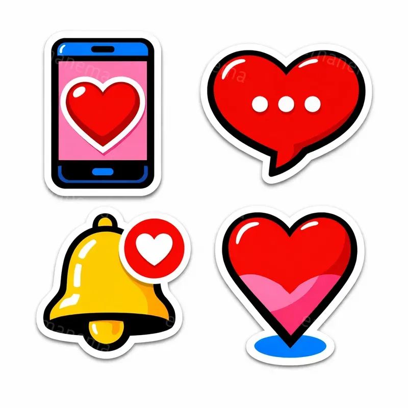 Sticker Style Illustrations For Valentines