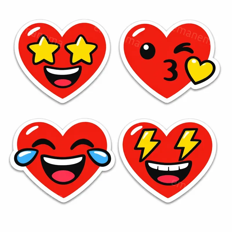 Sticker Style Illustrations For Valentines