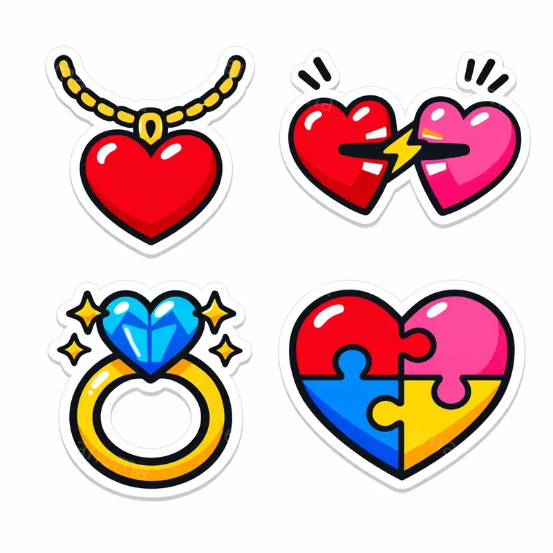 Sticker Style Illustrations For Valentines