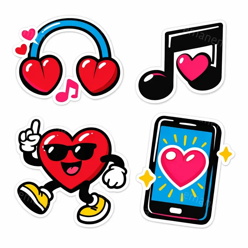 Sticker Style Illustrations For Valentines
