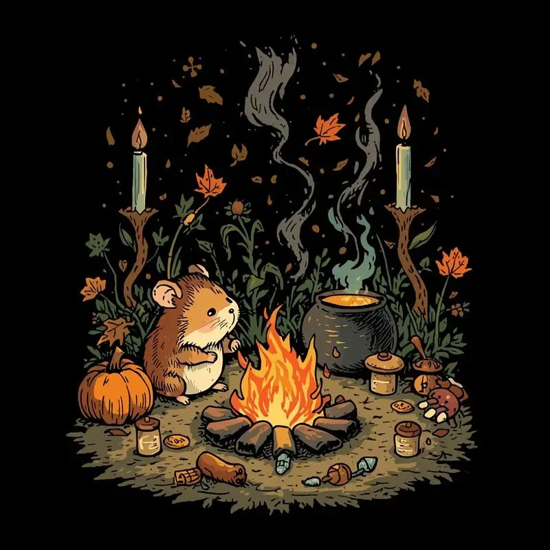 Vintage Halloween Campfire Pets