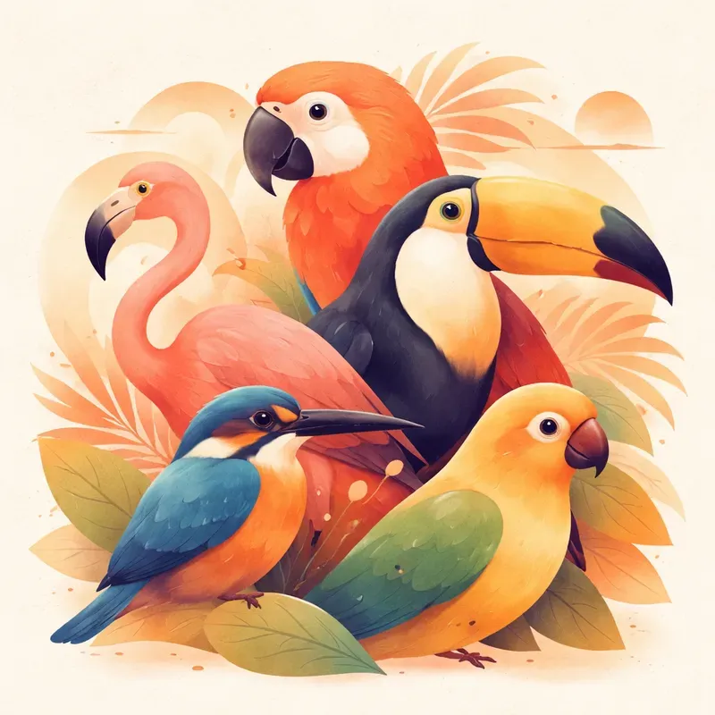 Flat Vector Watercolor Animal Designs