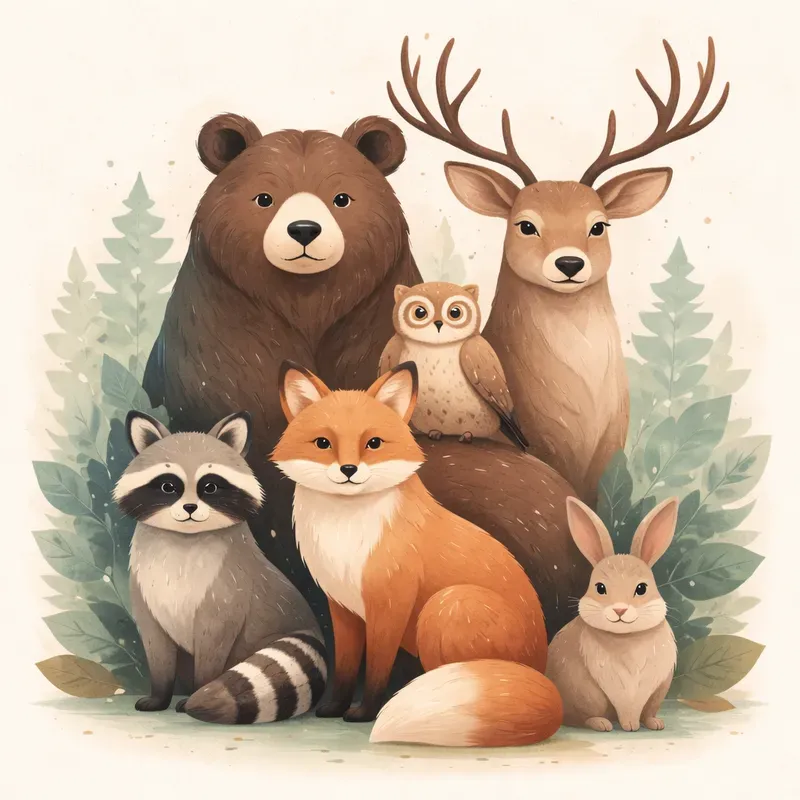 Flat Vector Watercolor Animal Designs