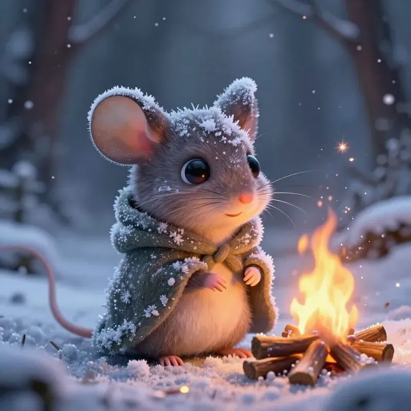 Cute Magical Creatures In Winter Forests