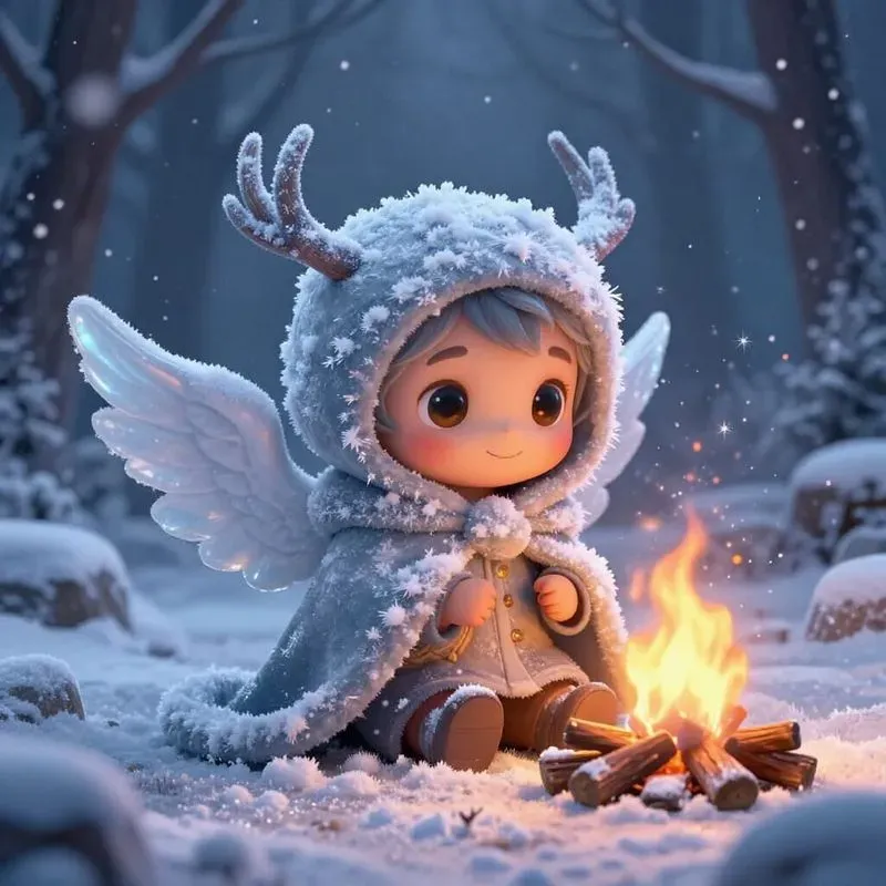 Cute Magical Creatures In Winter Forests
