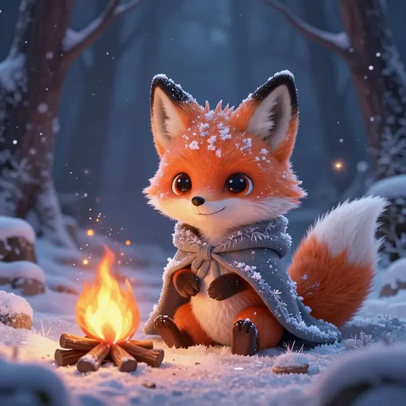 Cute Magical Creatures In Winter Forests