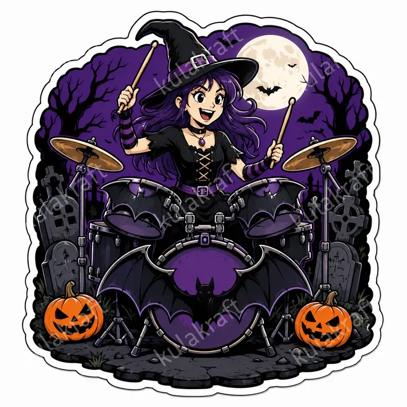 Cartoon Halloween Musician Sticker Packs