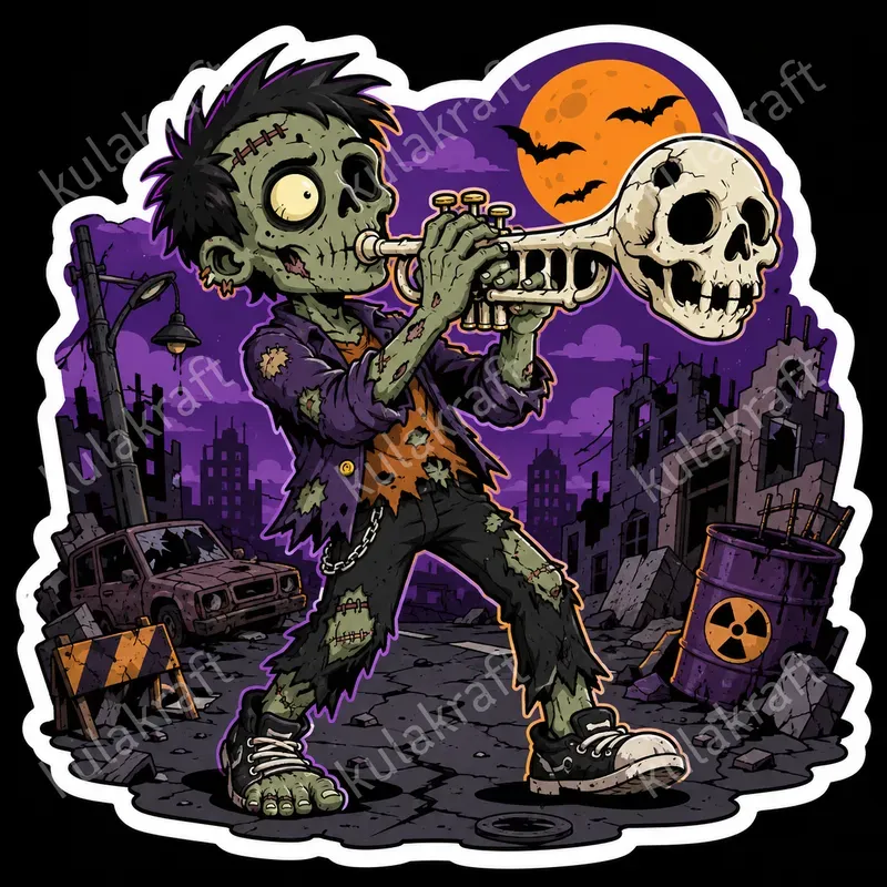 Cartoon Halloween Musician Sticker Packs