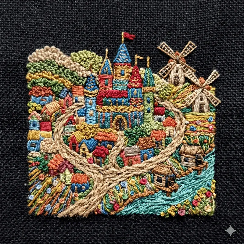 Realistic Textile Embroidery Art